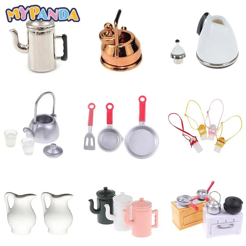 Kettle Doll House Accessories Juice Jug Mini Water Cup Coffee Kettle Dollhouse Cooking Ware Play Kitchen Toy