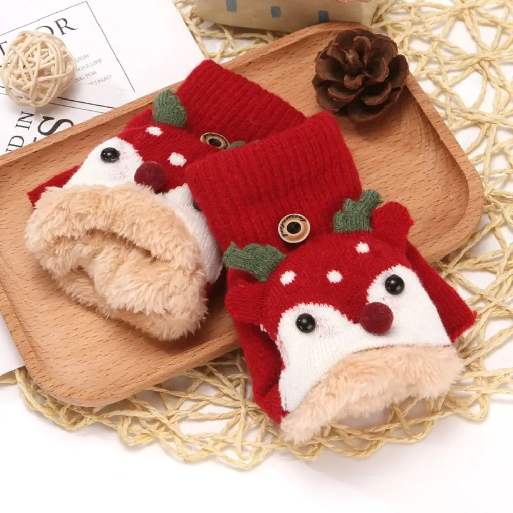 

Flip Gloves Winter Warm Mittens Gloves Fingerless Gloves Children Christmas Gloves Clamshell Half Finger Gloves