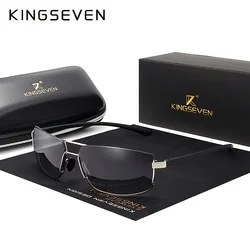 KINGSEVEN Brand Design Classical Sunglasses Men Driving UV400 Rectangle Frame Glasses Male Fishing Goggles Business Eyewear