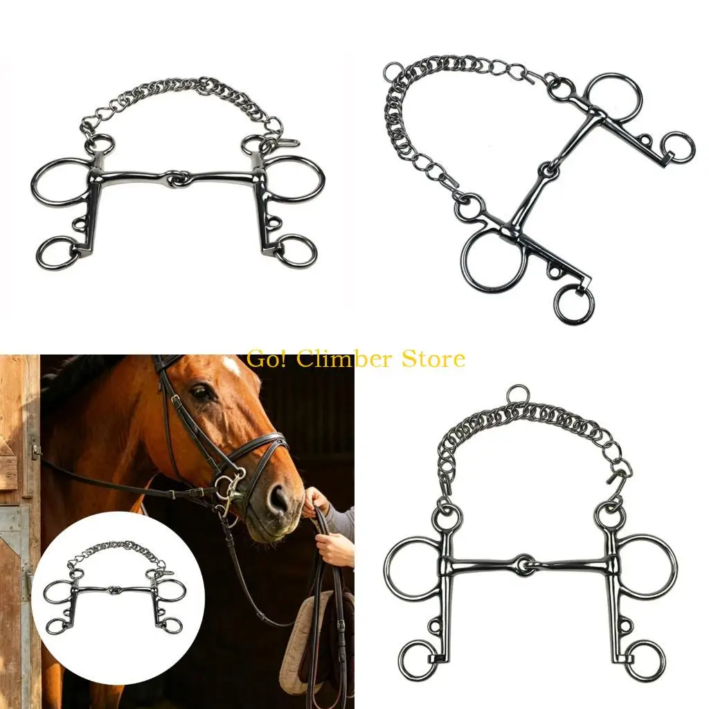 Q84C Metal Finish Horse Bit in Stainless Steel with Jointed Design, Side Hardware, and Curb Chain for Bridle Use each Day