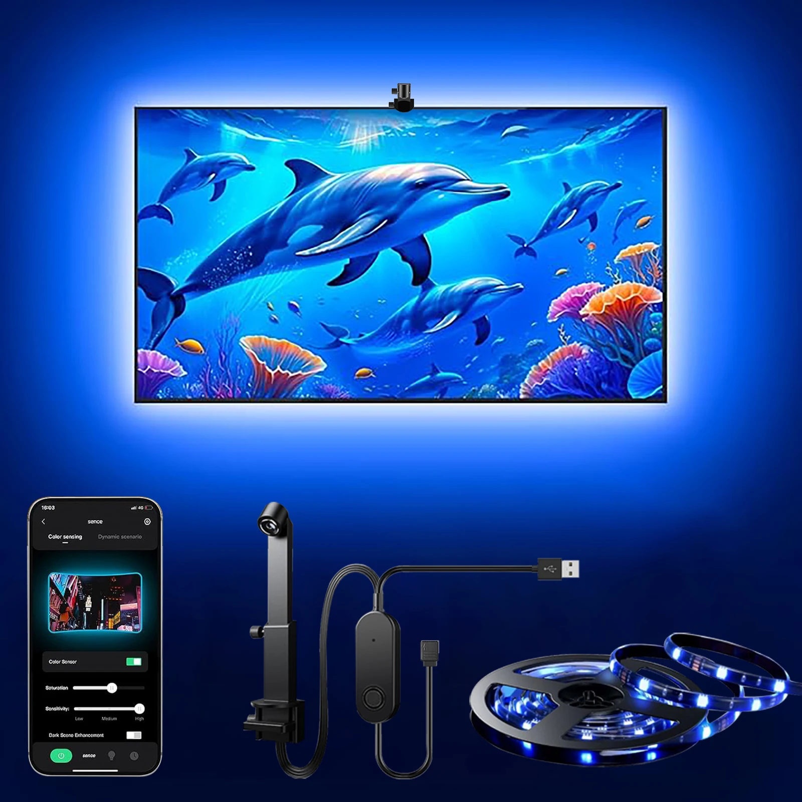 eissloly-ledストリップライト-rgb-ledライトキット-スマートアプリ制御-55～85インチテレビ用バックライト-スクリーン同期-ホームデコレーションled照明