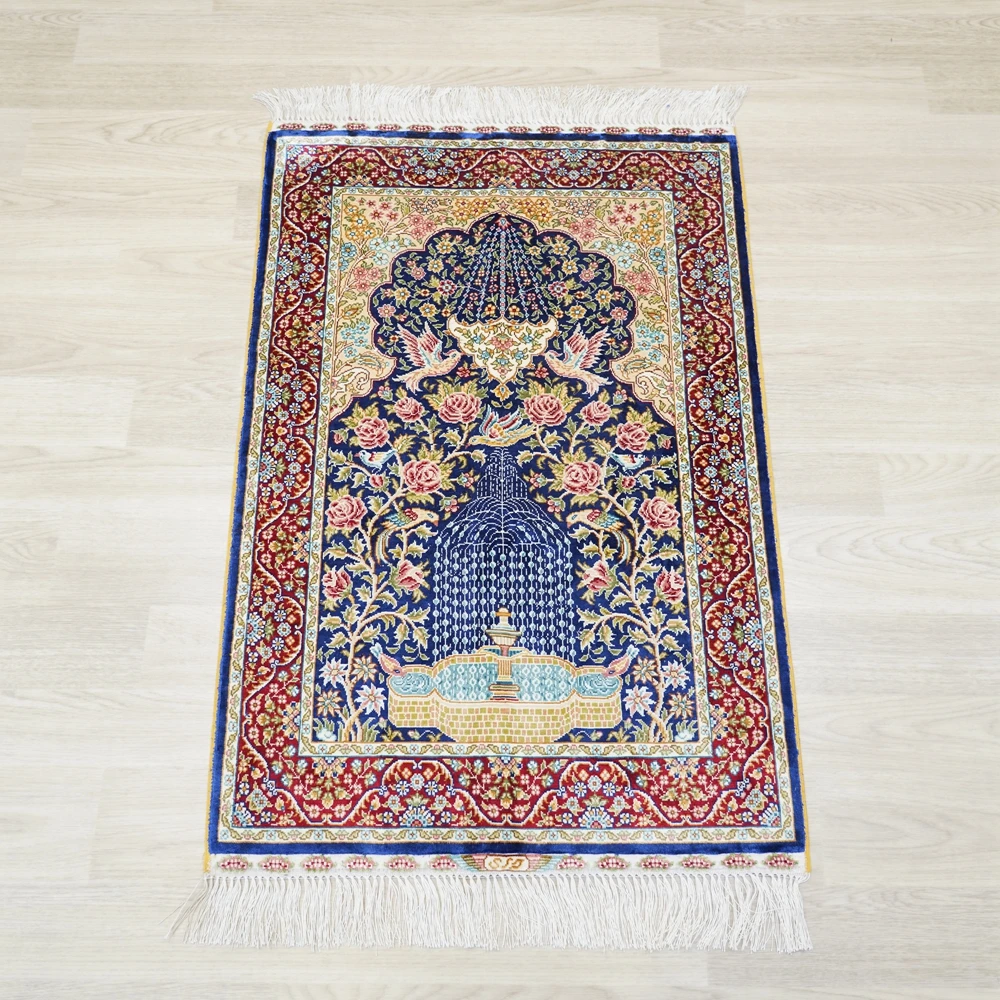 61x91cm Handknotted Silk Carpet Animal Scene Tapestry Indoor Rug (TJ455A)