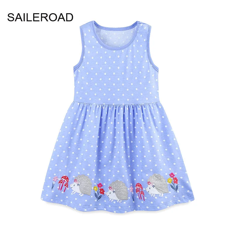 

SAILEROAD 2024 New Summer Dress Children's Clothing Cotton Cartoon Dresses Sleeveless Dress for Baby Girls Kids Clothes