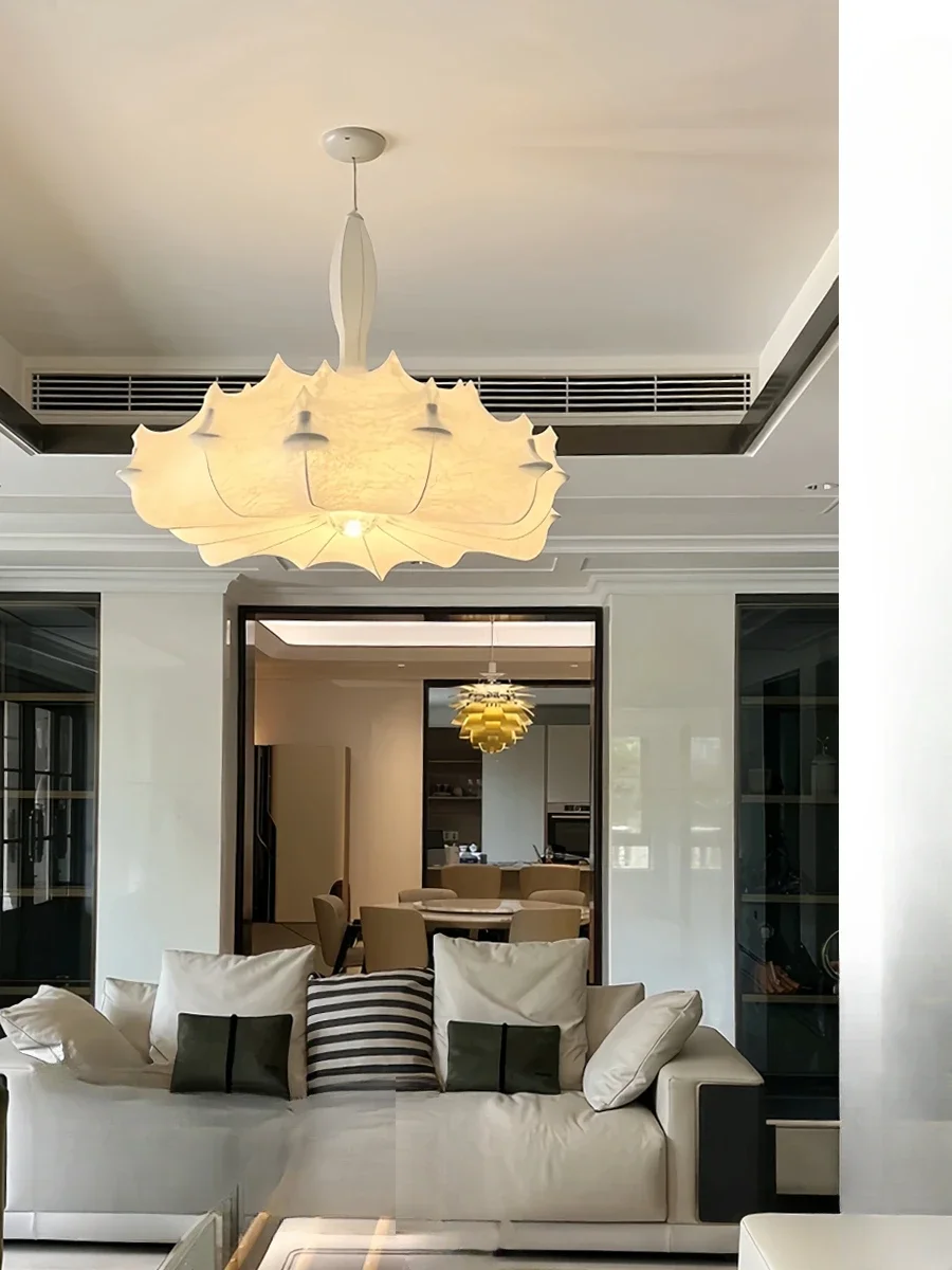 

Light French style living room silk pendant light, Italian designer's cream style retro decoration