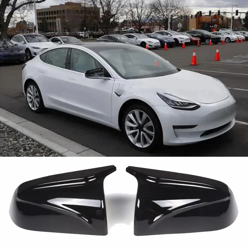 

Для Tesla Model 3 2017-2023 крышки боковых зеркал ABS пластик глянцевый черный стиль внешние аксессуары автомобиля