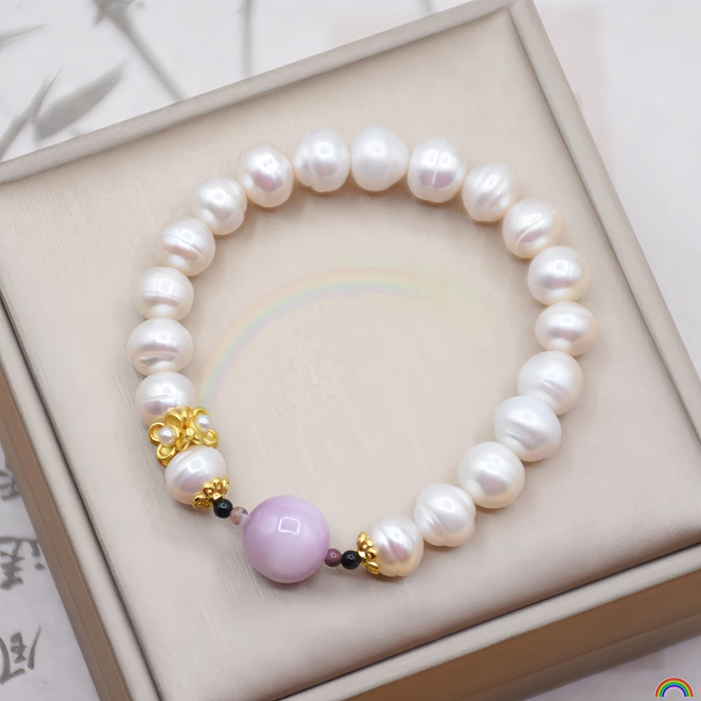 

Natural Freshwater Pearl Bracelet Purple Lithium Brilliance Tourmaline Bracelet Protects Natural Rwbuye Brand Jewelry