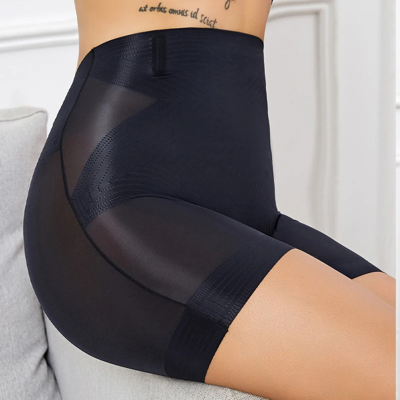 Flarixa Seamless High Waist Shorts Panties For Women Tummy Control Hip Lift Ice Silk Safety Pants Underwear Boyshorts Boxer image 6