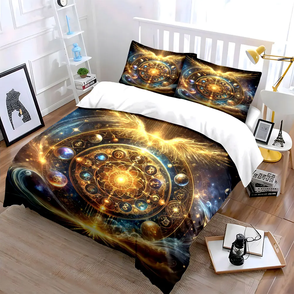 Mystic Art Set for Decoration Bedding Set with 1 Duvet Cover 2 Pillowcases Single Double King Queen, Gift