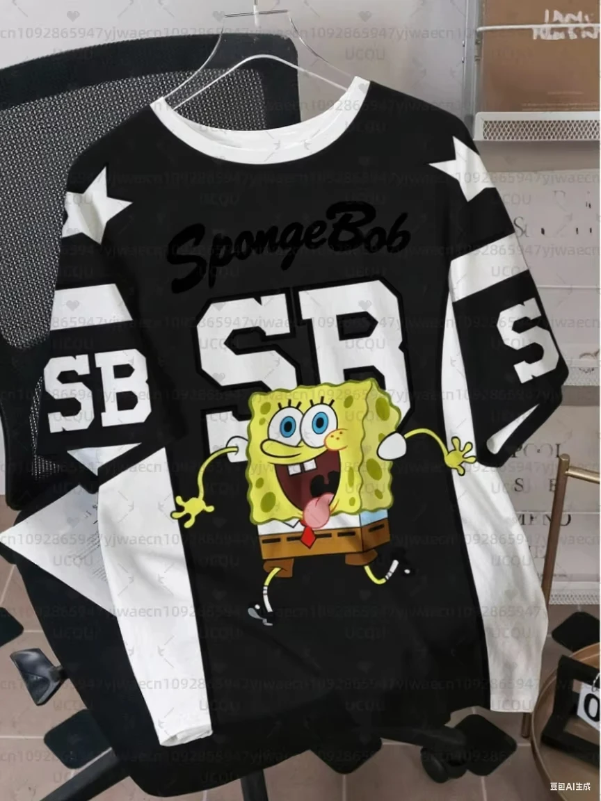 

Summer Men's Women's SpongeBob Graphic T-Shirt 3D Print Round Neck SquarePants Short Sleeve Casual Kid T-shirt Tops Tee