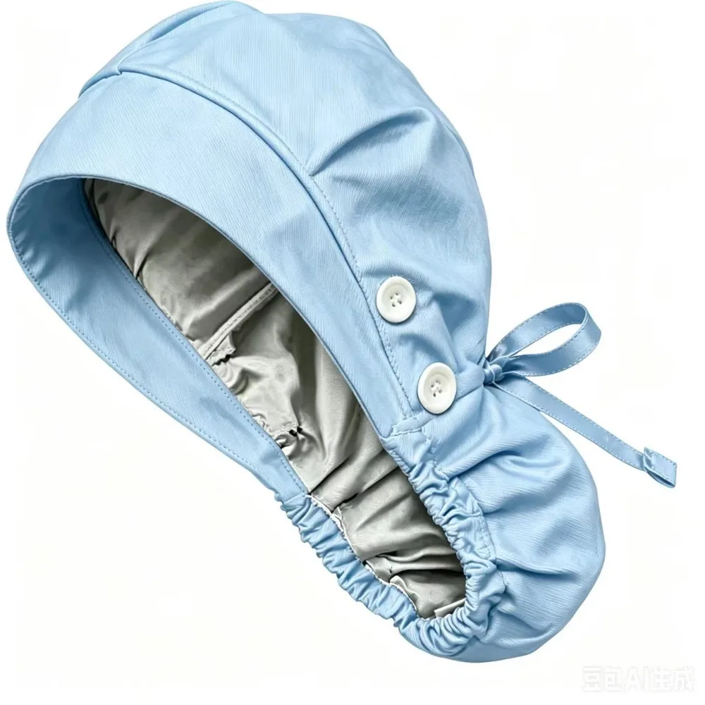 Comfortable Oversized Scrub Cap Elastic Satin Lining Surgical Hat Comfortable Fit Breathable Matte Fabric Cap For Nurse