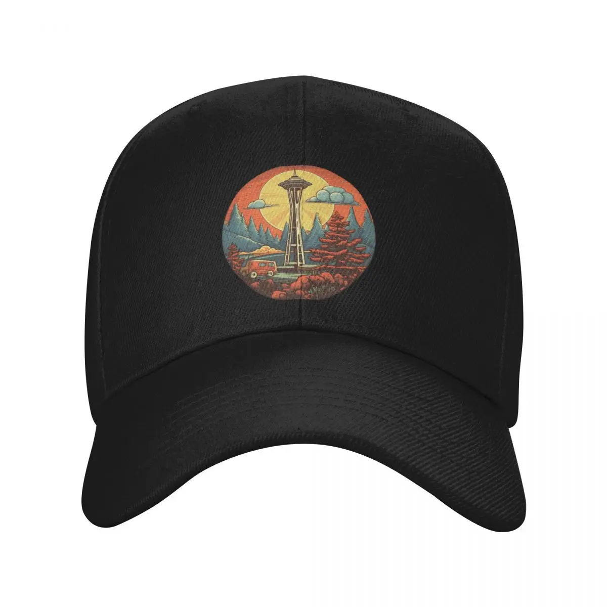 

Retro Seattle Space Needle Baseball Cap Anime Luxury Brand Golf Man Women's
