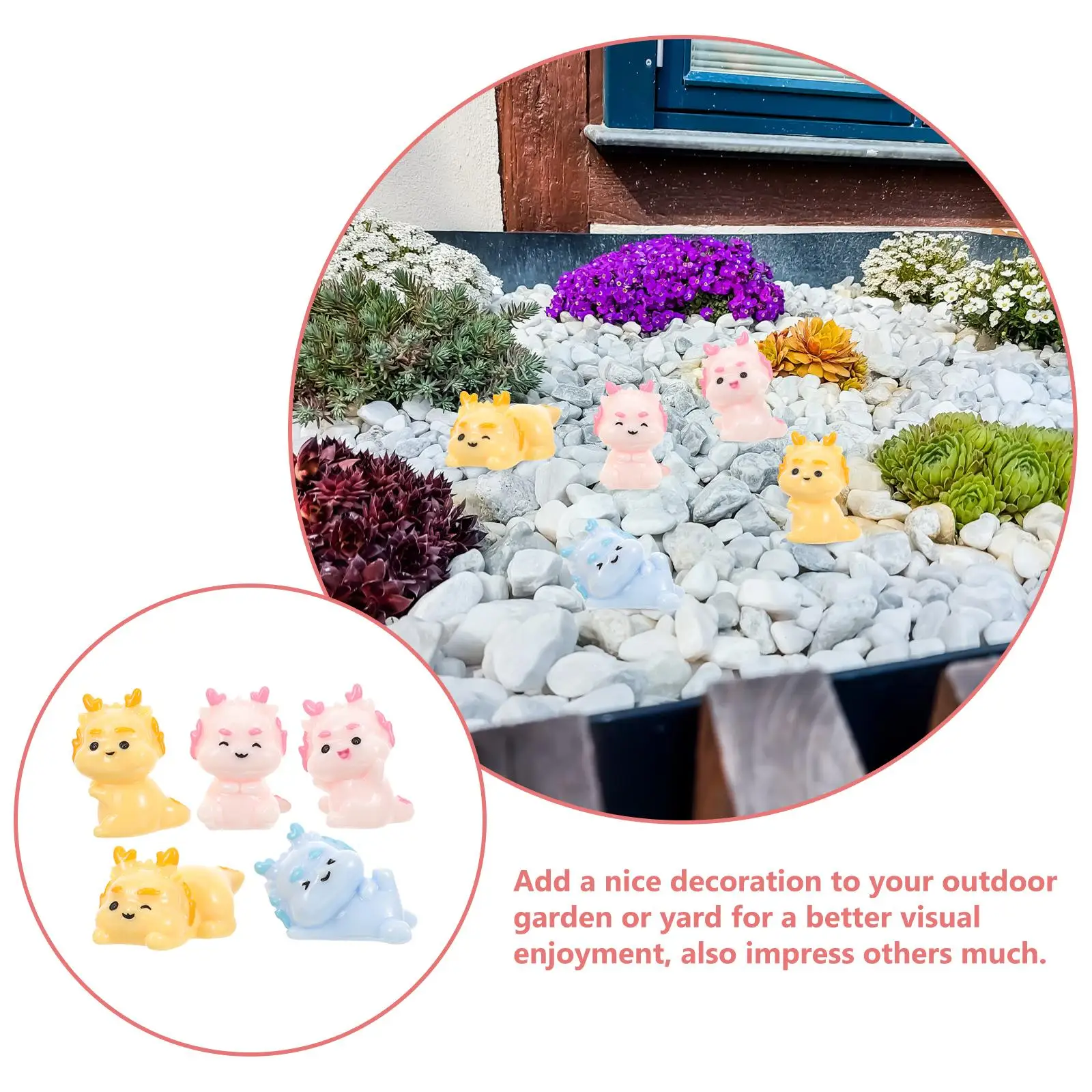 5 pezzi decorazione desktop statua in resina figurine colorate del drago del fumetto mini L scape ufficio giardino cortile modello nament