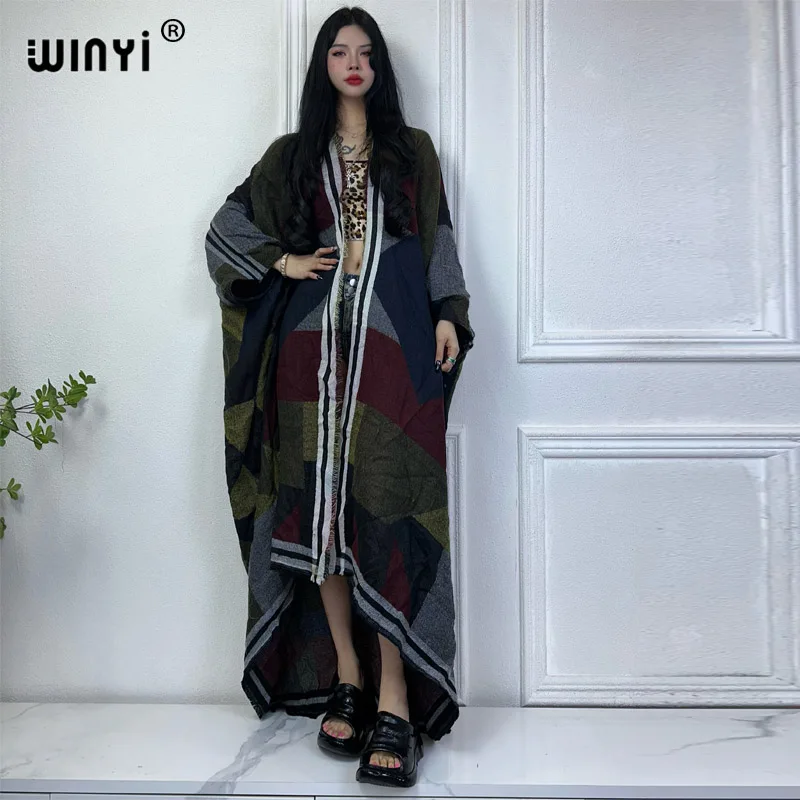 WINYI 2024 Africa Summer Camouflage geometric print Winter cardigan woman kimono party dress Female abaya outfits for women coat