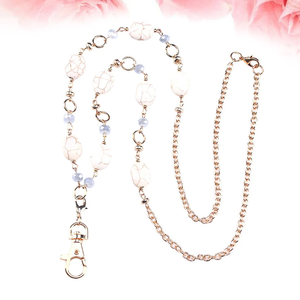 

Beaded Turquoise Necklace Lanyard ID Badge Holder Chain Beads Office School Party Banquet Ball Mall Photo Studio