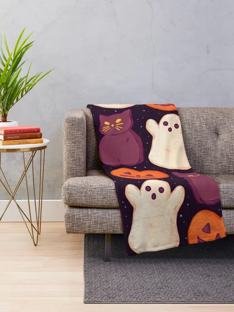 Halloween Marshmallows Dark Throw Blanket Warm heavy to sleep Blankets