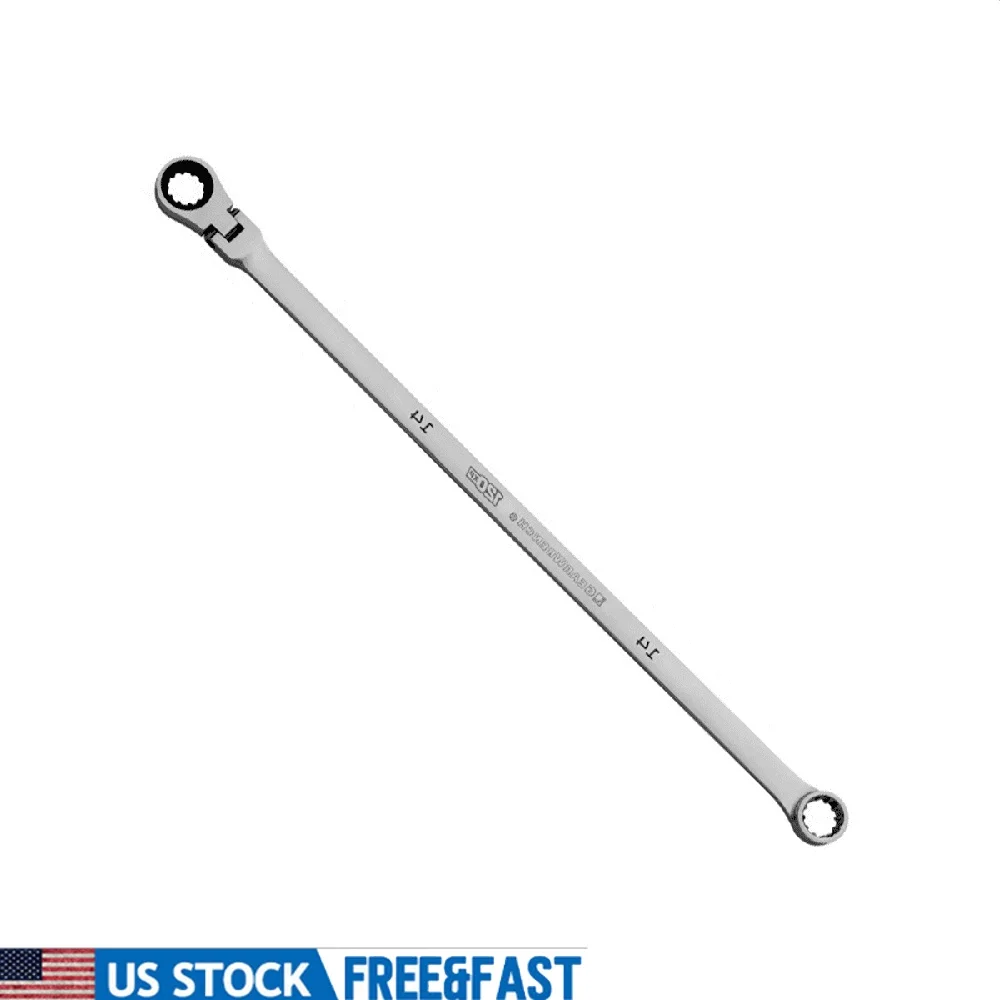 

14mm Ratcheting Wrench 120XP Universal Spline Flex-Head Extra Long Beam 3 Degree Swing Arc 120 Positions Non-Ratcheting End