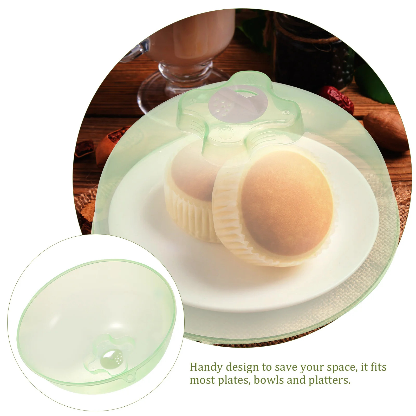 

Food Cover Tent Transparent Microwave-Safe Kitchen Storage Lid For Plate Bowl Fly Proof Bug Resistant Space Saving Green