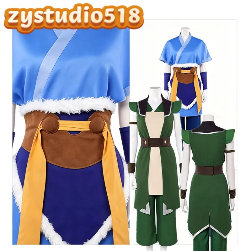 Toph Beifong Cosplay Katara Costume Fantasia Women Top Pants Belt Disfraz Wrist Guards Outfits Halloween Carnival Party Suit