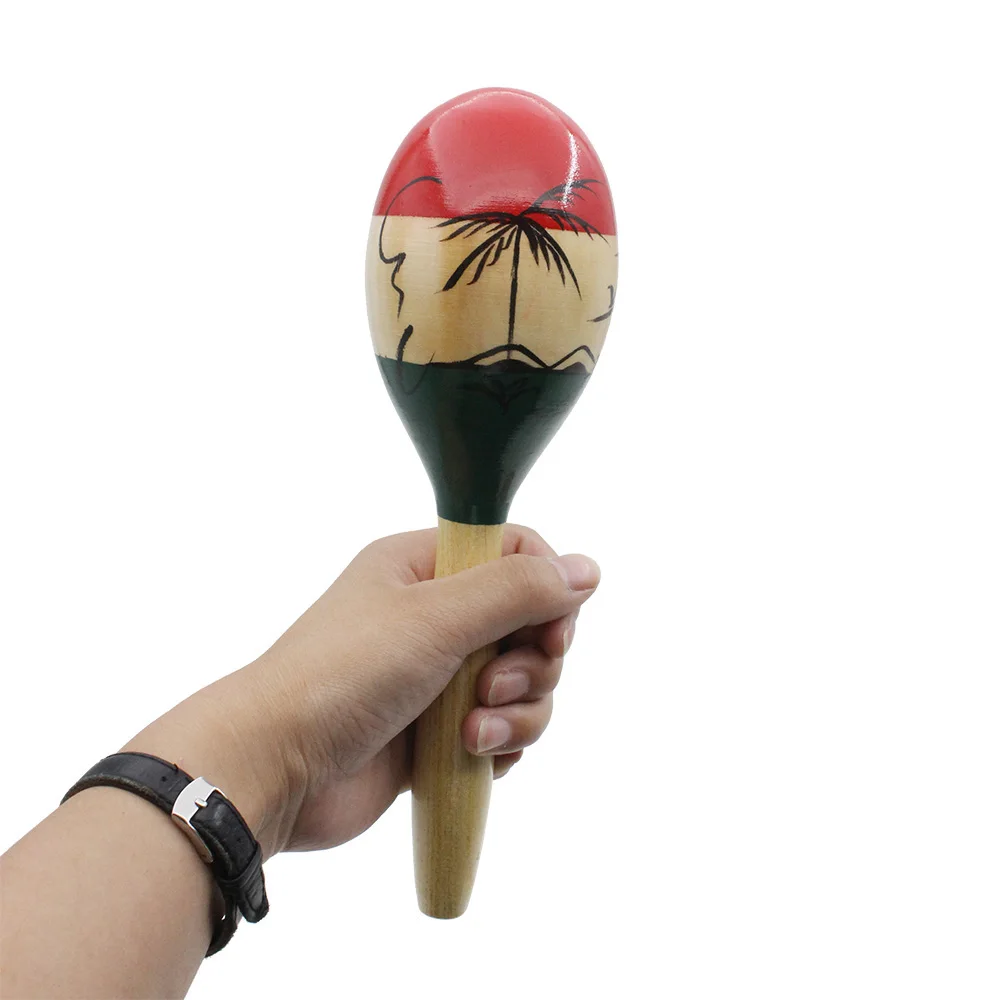 1Pair Colour Wood Maracas Wooden Tropical Party Percussion Shakers Wooden Sand Hammer Musical Party Child Baby Shaker Toy Gifts