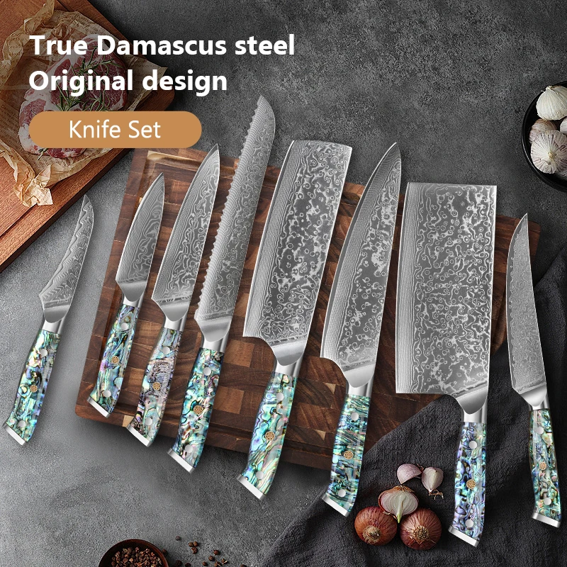 67 Layers Damascus Steel Kitchen Chef Knife Set Japanese Super Sharp  Chef Knife New Design Kitchen Vegetable carbon steel knife