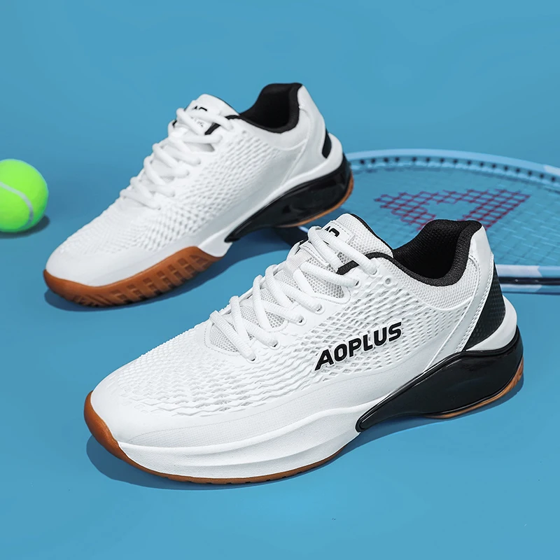 Men's Breathable Mesh Sports Sneakers,Non Slip Rubber Sole Shock Absorbing Training Footwear Durable Lace Up Court Tennis Shoes