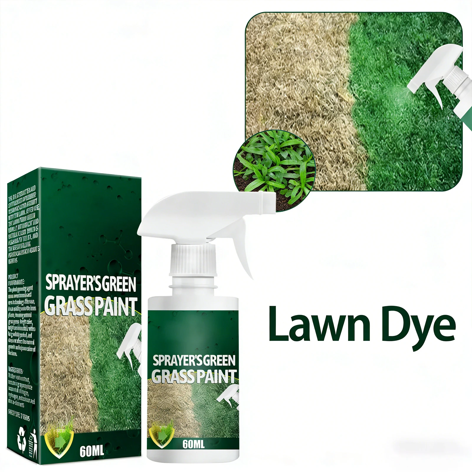 Instant Green Grass Spray Lawn Dye Turf Colorant Eco-Friendly Long Lasting Waterproof Odorless Safe For Yard Garden Outdoor Care