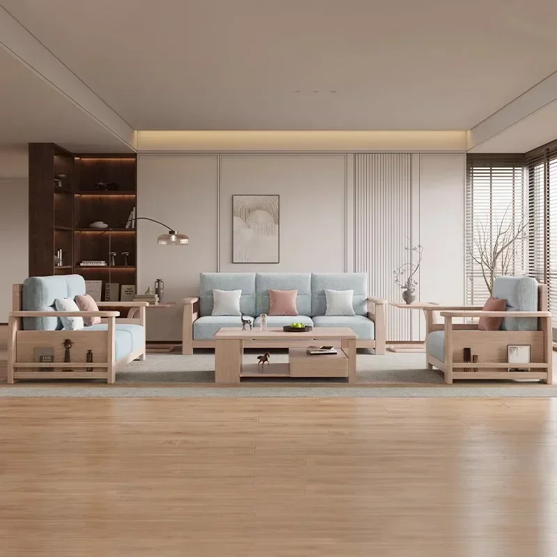

Nordic solid wood sofa corner sofa living room modern and simple