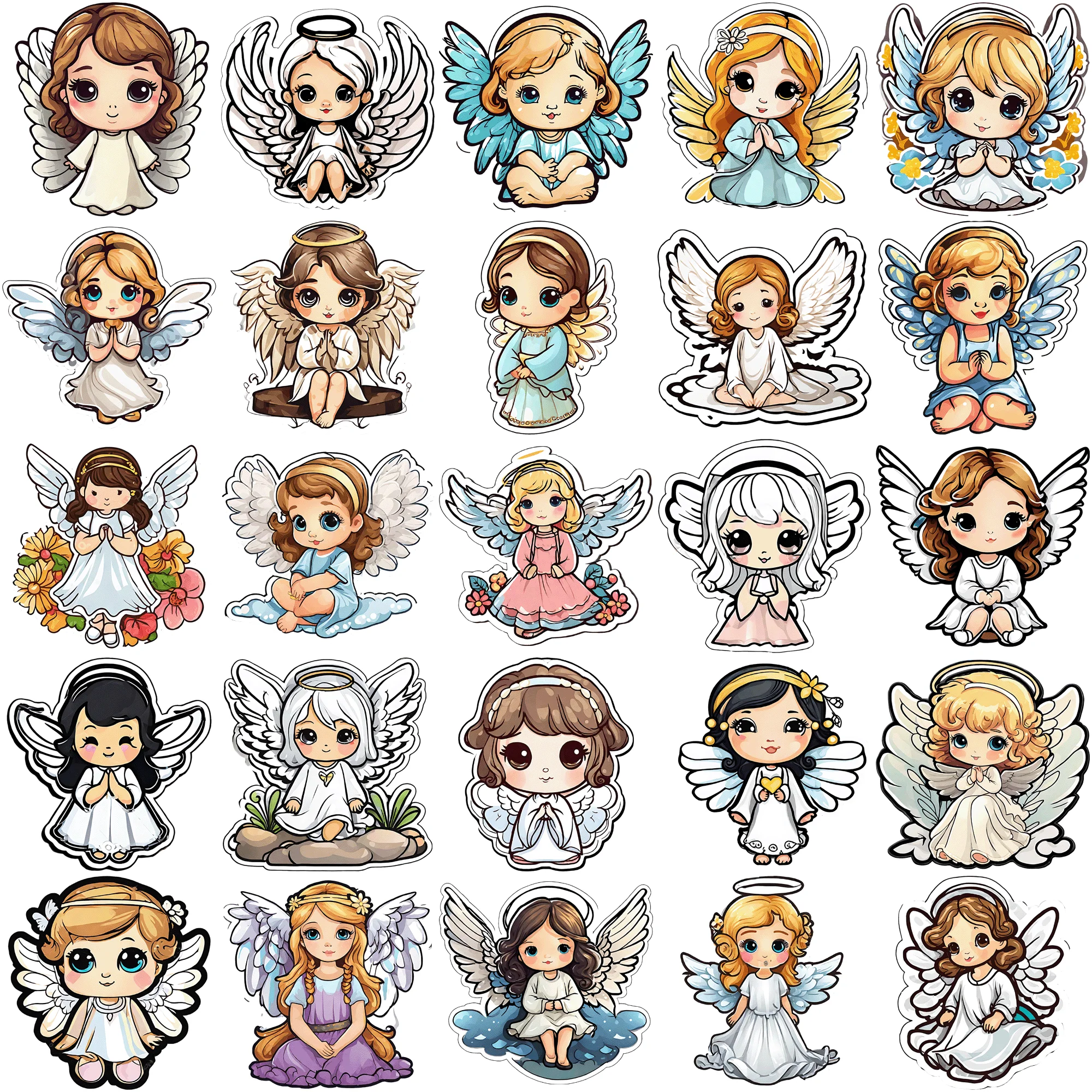 50 pieces of cute little angel stickers Create a Unique Style with 50 Pieces of Colorful Stickers