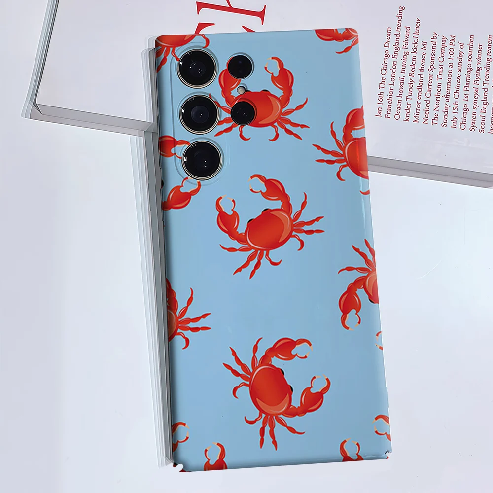 Crab Phone Case for Samsung Galaxy S26 S25 S24 S23 Ultra Plus Luxury Double-layer anti-fall Back Cover