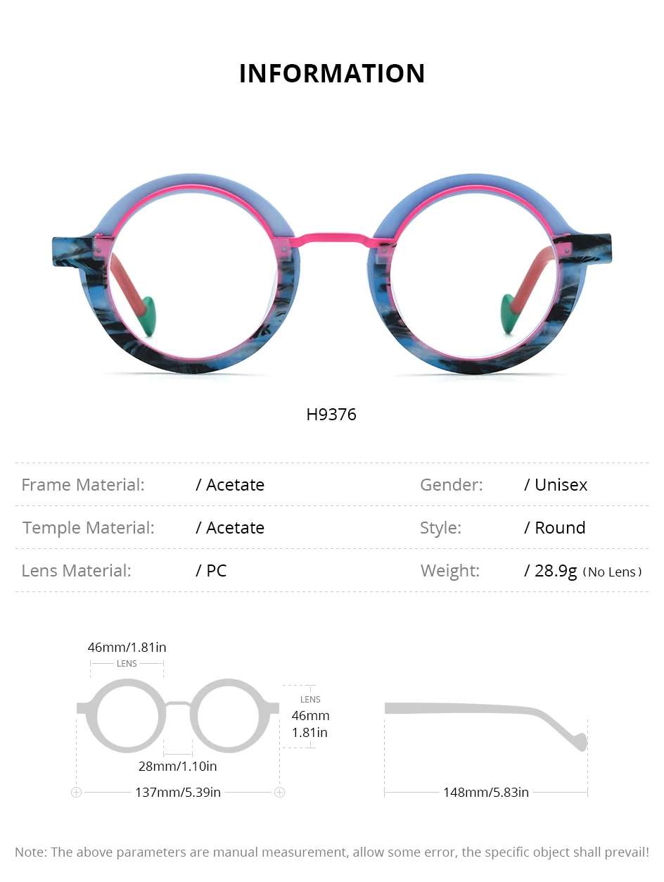 HEPIDEM Acetat Brille Rahmen Frauen übergroße große runde Brille japanische handgemachte Brille dicke transparente Brille 9351 – Detail 32