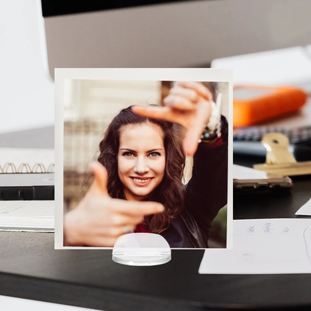 100Pcs Board Game Card Holders Round Stable Transparent Plastic Desk Stand Business Card Clip Organizer Picture Holders