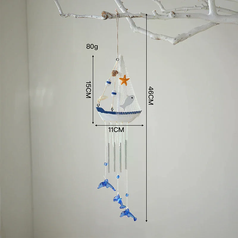 Mediterranean Style Creative Wind Chimes, Small Boats, Sailboat Decorations, Wooden Sailboat Models, And Hanging Ornaments
