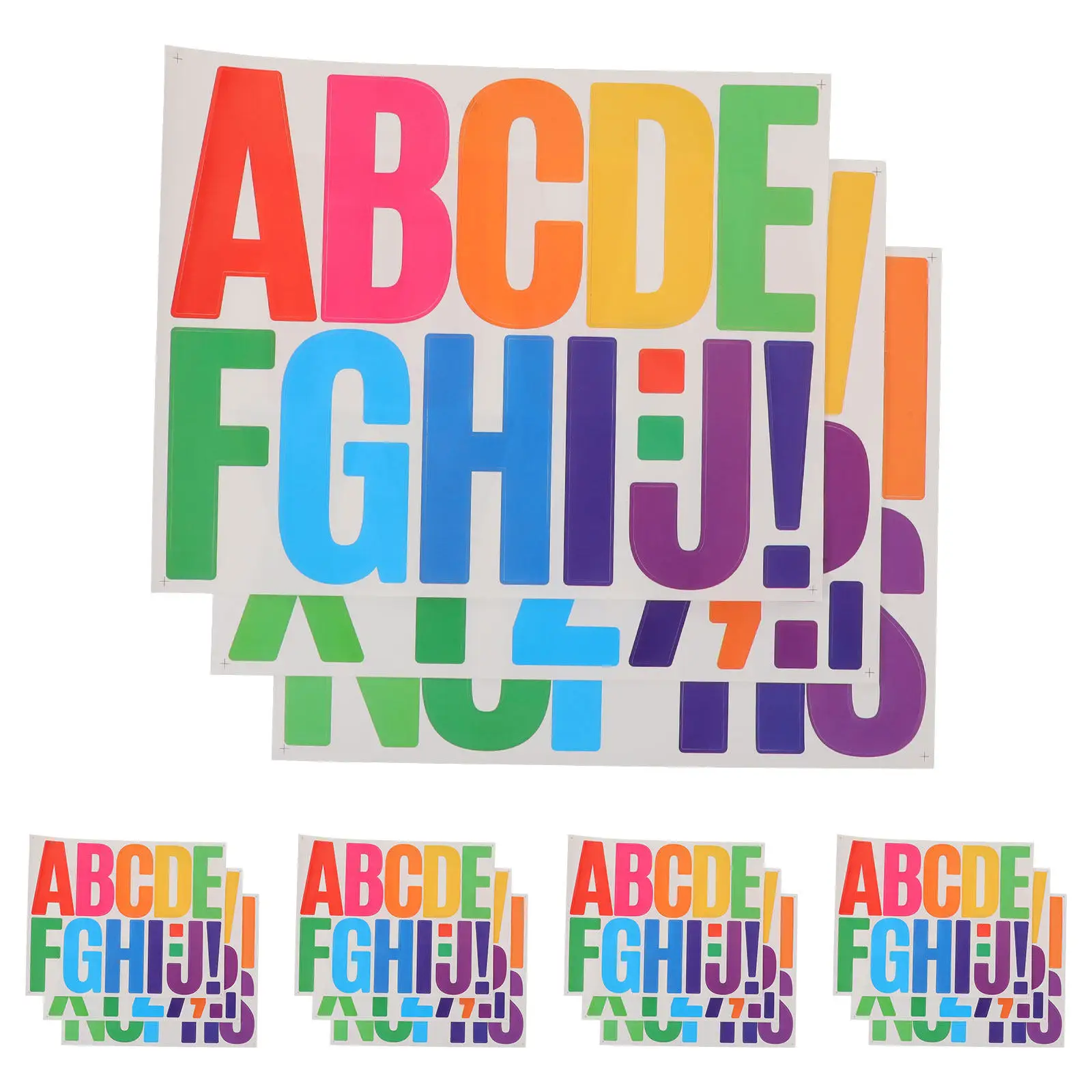 5Sets Waterproof Alphabet Stickers Self-Adhesive Faderesistant Colorful for Bulletin Board Classroom Poster Labeling