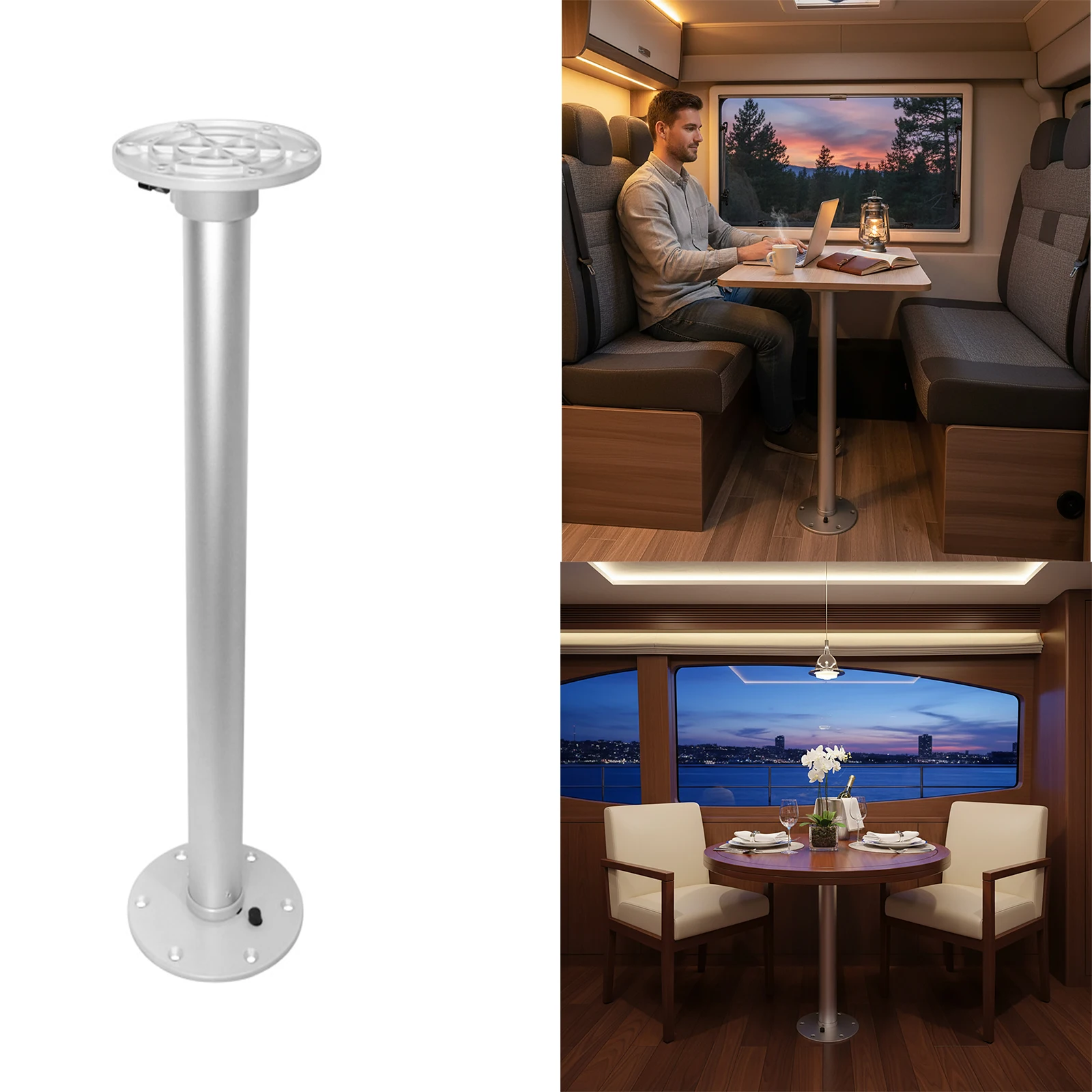 

Portable RV Table Leg,Detachable Aluminum Pedestal,Fixed Height 74.5CM,Boat Dining Table Support for Camper Van Motorhome Marine