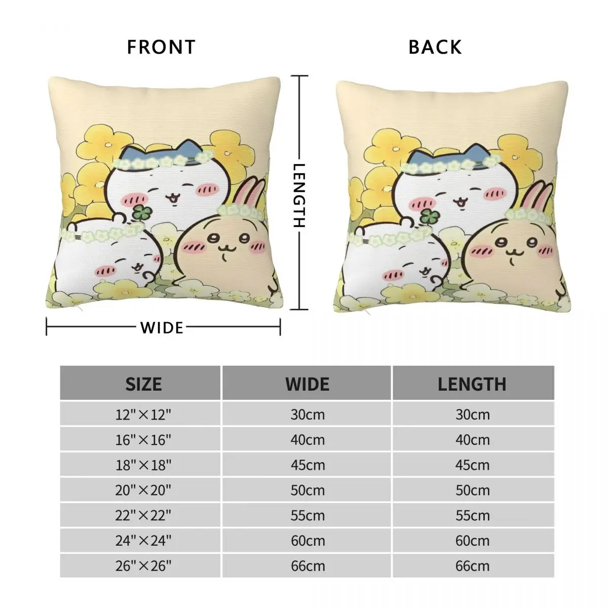 C-Chiikawa الكرتون كيس وسادة غطاء الوسادة تصميم ناعم غطاء وسادة موردن سادات لمكتب سيارة ديكور المنزل #4