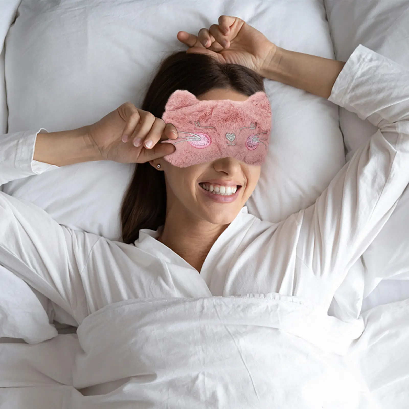 2Pcs Lovely Cartoon Shading Blindfolds Breathable Sleep Eye Masks for Sleeping Relaxation Light Blocking Portable Eye Covers