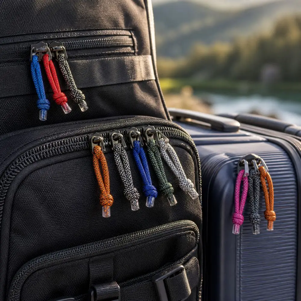 20Pcs New 8cm Zipper Pull Cord Knotted End Colorful Pattern Braided Zipper Pull Cord Zipper Replacement Pull Luggage Accessories