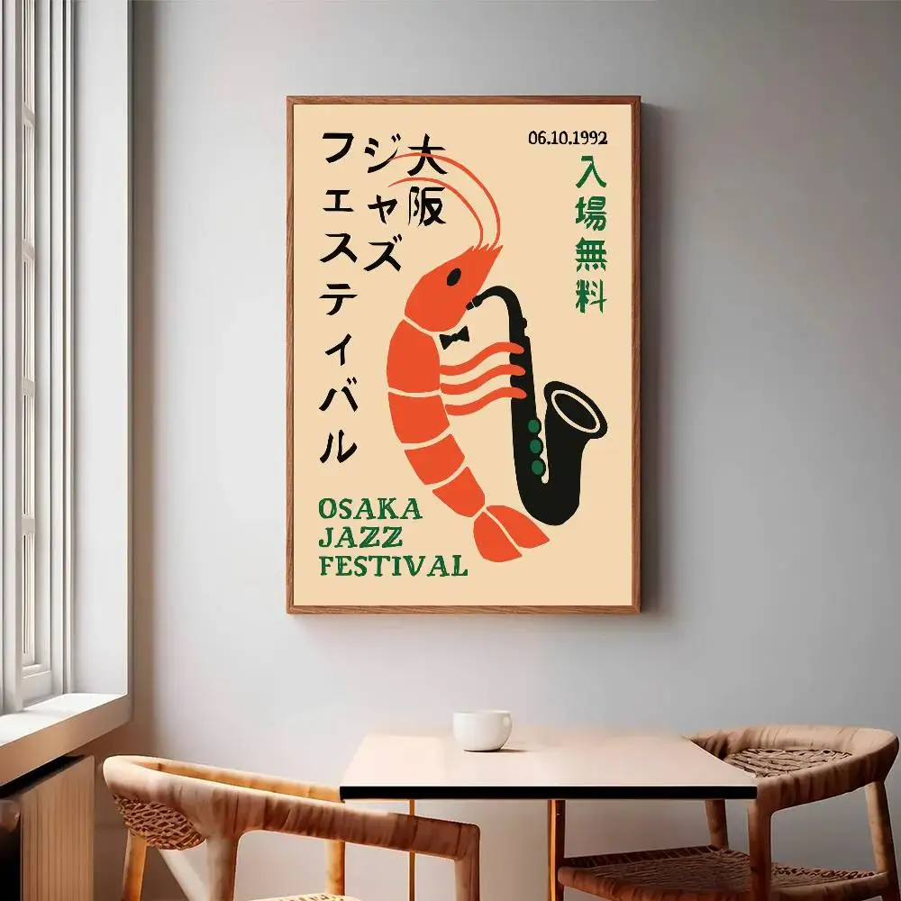 Playful Jazz Shrimp Poster Self-adhesive Wall Art Decorations Room Decor HD Frameless