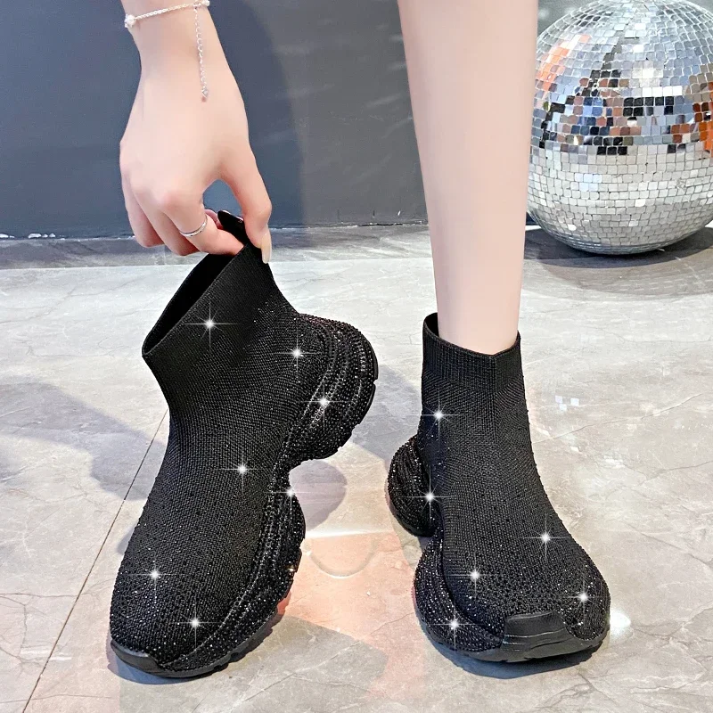 Bottes optiques de luxe coordonnantes pour femmes, bottines entièrement en diamant, bottes nues astronomiques, designer à la mode, haute qualité