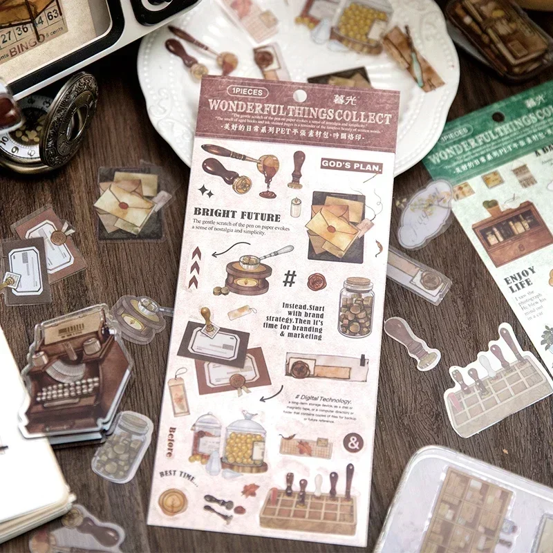 

1Pack Vintage PET Material Retro Beautiful Daily Paper Supplies Literary Decorative Package Handbook Scrapbooking Cut 210*95MM