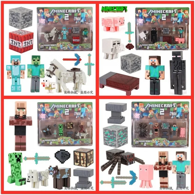 Minecraft Steve Action Figure Modello Ornamento Gioco Pixel Ender Dragon Doll Figure Kawaii Creeper Enderman Zombie Set Regali per bambini