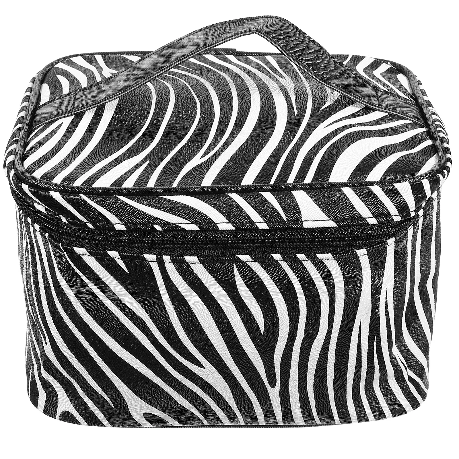 

PU Black White Zebra Stripe Travel Makeup Bag Large Capacity Portable Organizer Pouch Toiletry Case for Women