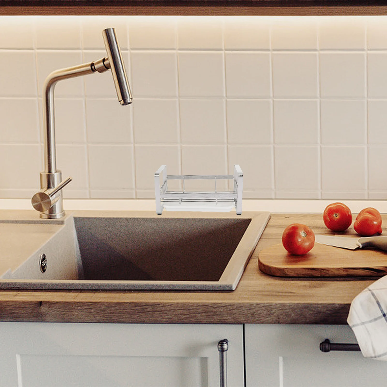 

Stainless Steel Kitchen Drainer Rack Sponge Holder Brush Holder Dishcloth Storage Shelf Sink Caddy Organize Cleaning Tools