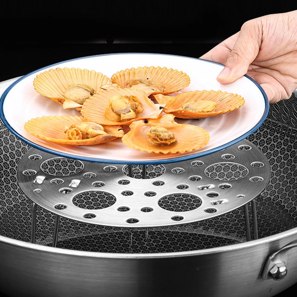 

1pc Folding Steaming Rack Stainless Steel Kitchenware Pot Holder Steamer Basket For Egg Bun Cooking Household Round Steam Rack