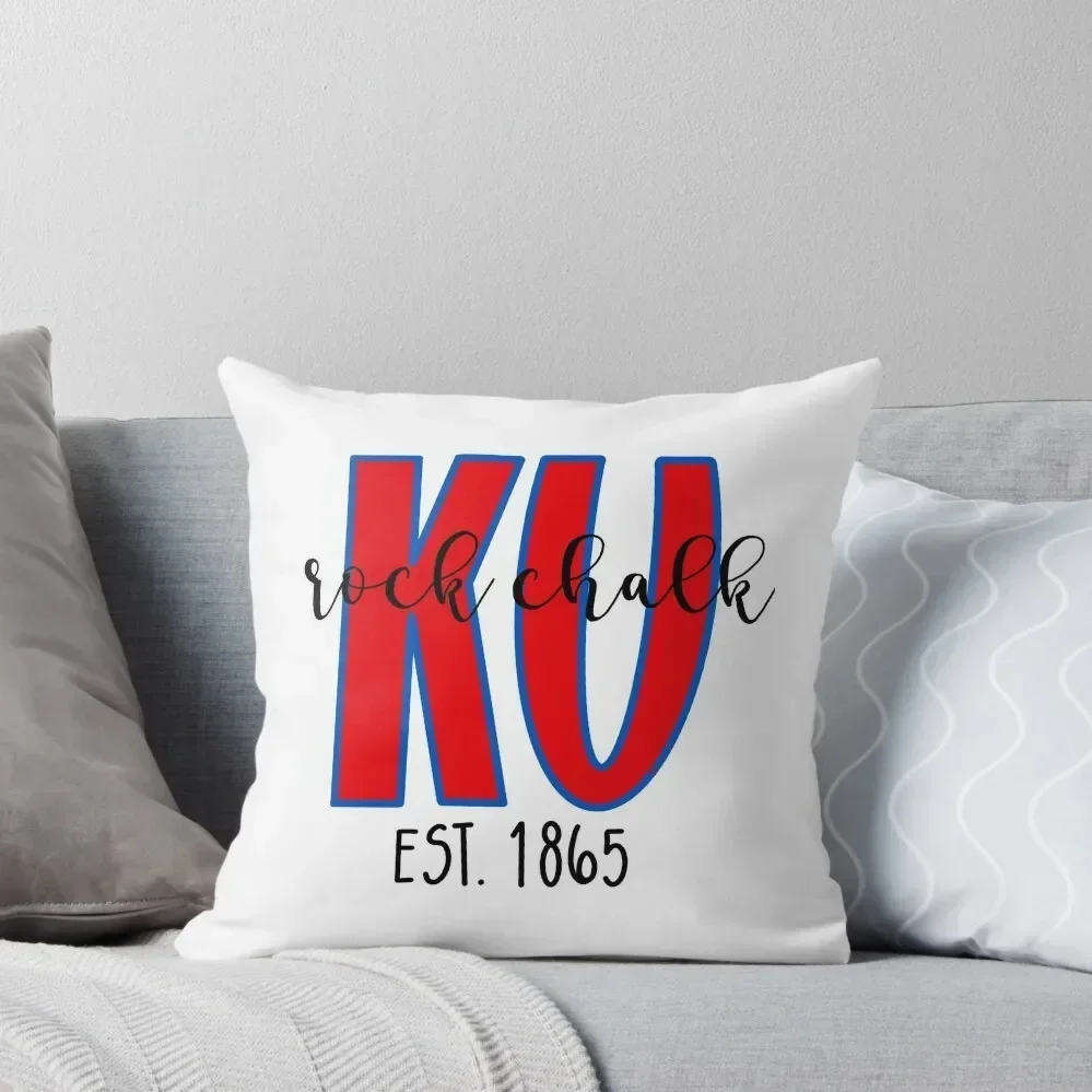 

KU Rock Chalk Throw Pillow Christmas Cushion For Home Christmas Pillowcase Pillowcases Bed Cushions Marble Cushion Cover pillow