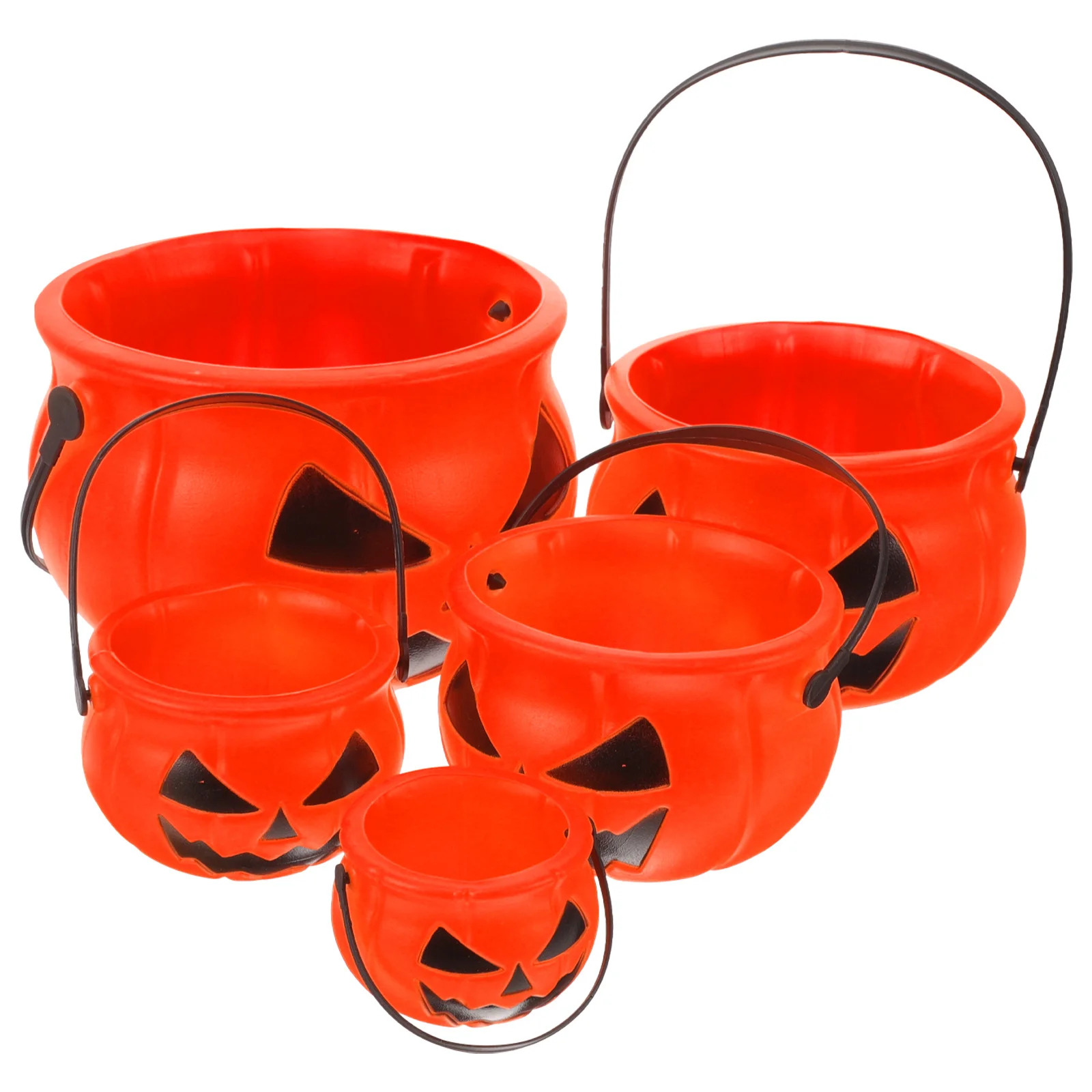 

5Pcs Halloween Pumpkin Buckets Candy Storage Container Plastic Trick Treat Bucket Party Decoration Halloween Candy Bucket