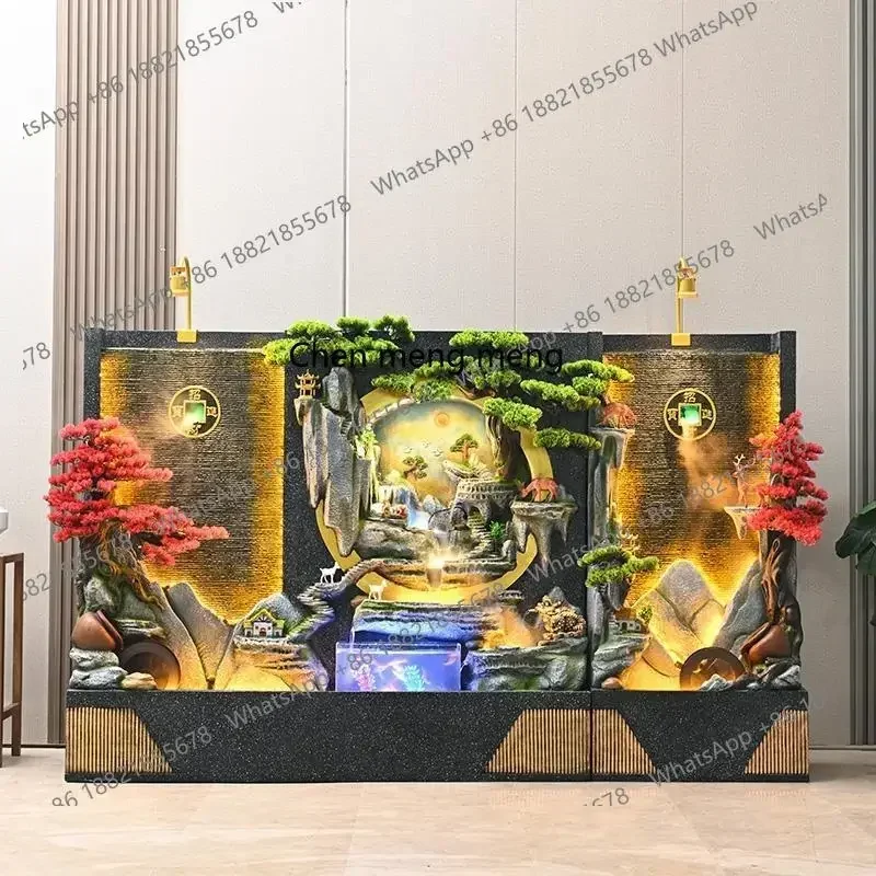 zA68Water curtain wall flowing water ornament office hotel living room courtyard fountain large entrance decoration landscaping