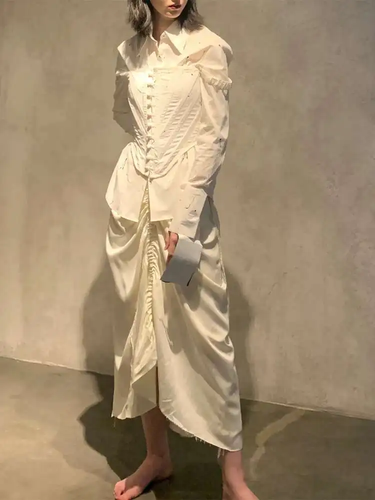 UMI MAO Yamamoto Harajuku Midi Skirt French Streetwear Designer Two Colors Variety Of Ways To Wear Soft Cupro Tape Skirt Y2K