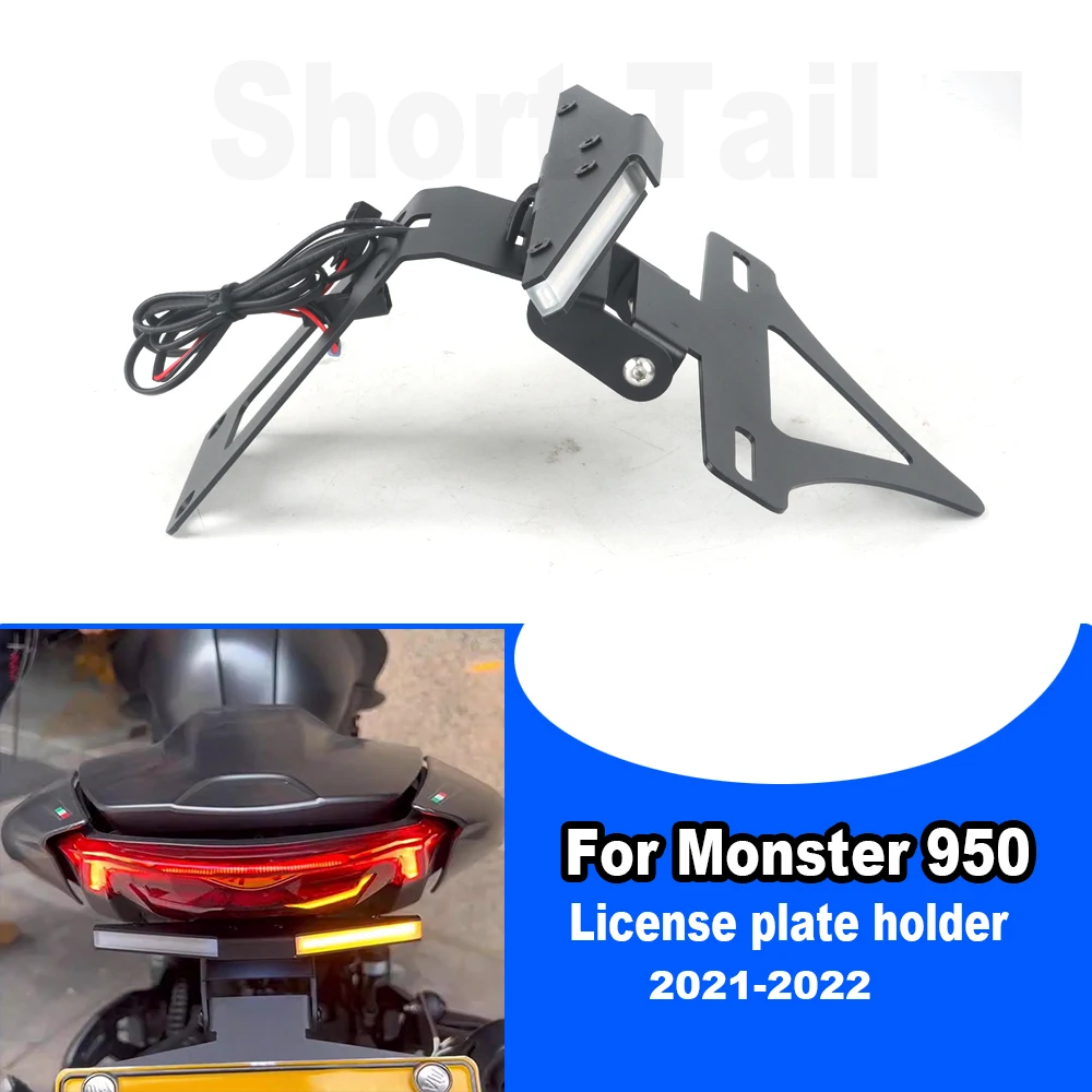 

Motorcycle Rear Short Tail Stock License Plate Holder Tailstock Bracket Kit For Ducati Monster 950 2021-2022 Turn LED light