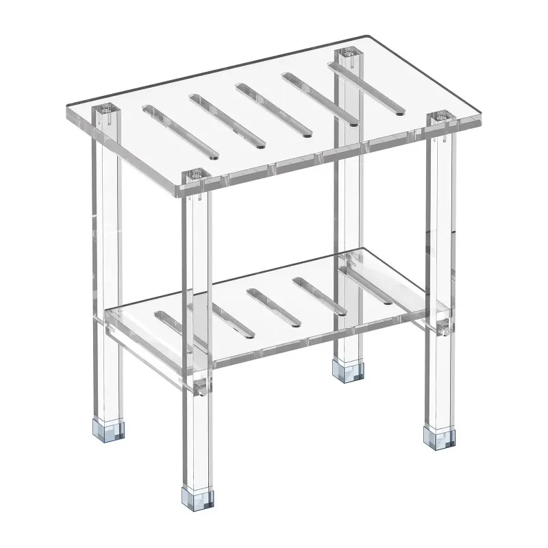 

Acrylic shower stool with storage rack bathroom non-slip